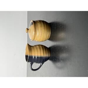Sango China Gold Dust Black Earthenware Cream & Sugar Pottery